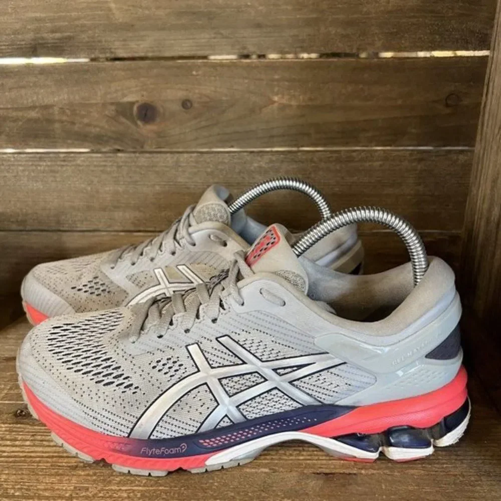 Womens Asics‎ Gel Kayano 26 Gray Athletic Running Shoes Sneakers Size 9 M GUC